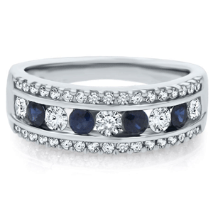5/8 CT. TW. DIAMOND & SAPPHIRE BAND IN 14K WHITE GOLD